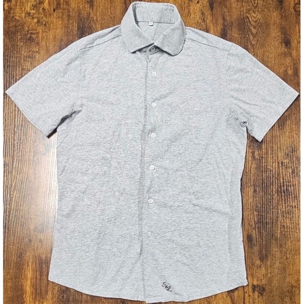 State And Liberty Gray Polo Shirt Stretch Athletic Fit Men's Size Small